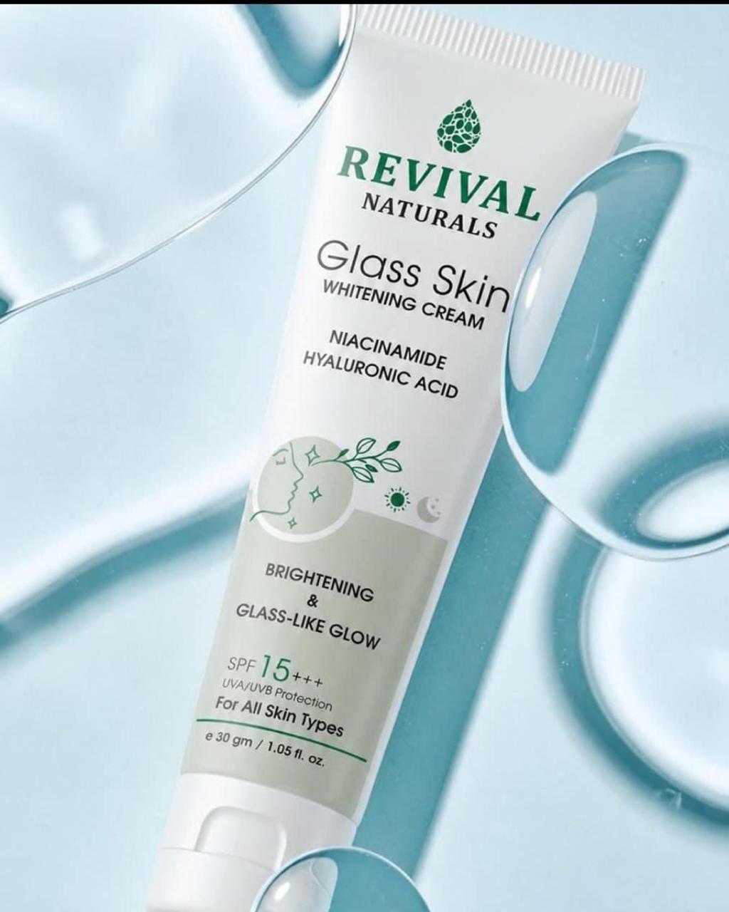 Revival Naturals Glass Skin Whitening Cream ā Niacinamide & Hyaluronic Acid 30g